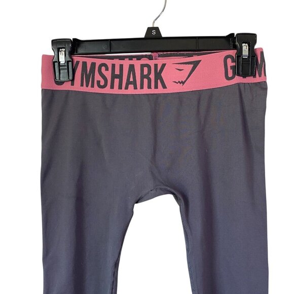 Gymshark Womens Gray Leggings With Pink Logo Waistband Size Small Stretchy & Com - Picture 2 of 4